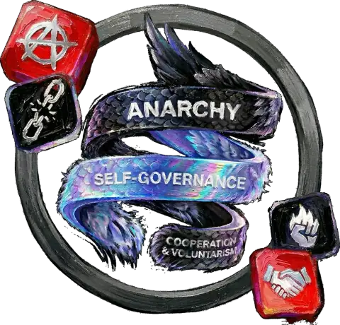 Painted anarchy and self-governance artwork for 2p1j